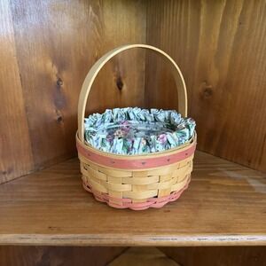 Vintage 1998 Longaberger Rings and Things Basket‎ w/ Mothers day Liner Protector
